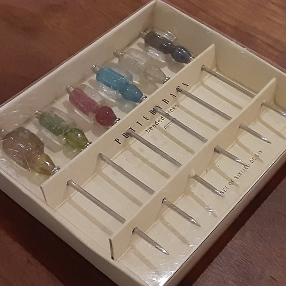 Pottery Barn Fancy Beaded Cocktail toothpicks set of (6) - Picture 1 of 4